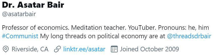Twitter profile of @asatarbair